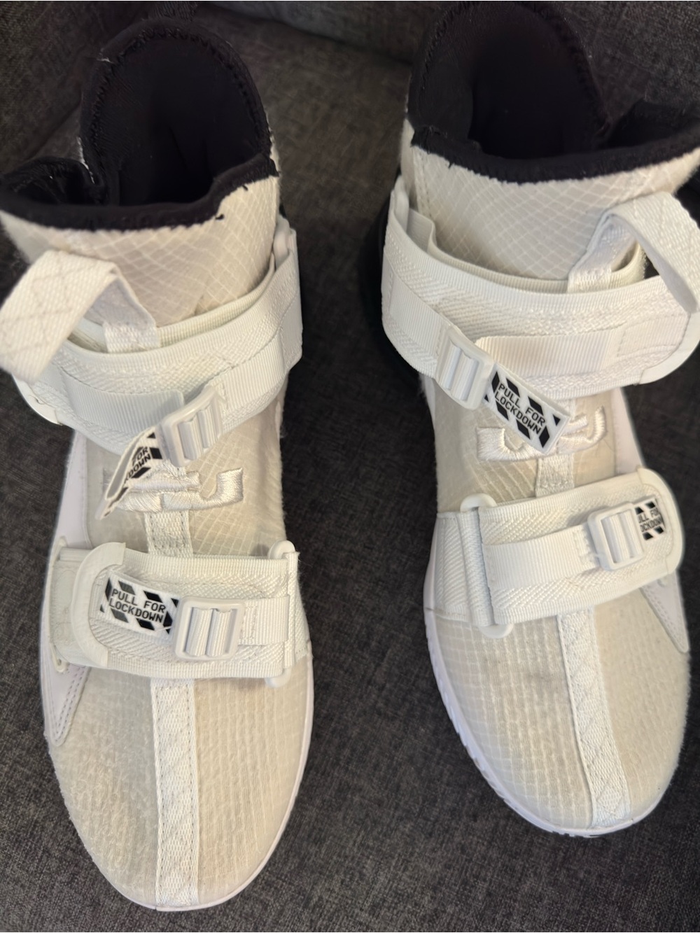 Nike Kids White and Black High-Top Sneakers with Strap - Picture 4 of 5